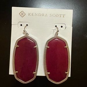 Kendra Scott Elle Drop Earrings Silver with Maroon Jade